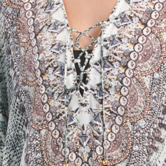 NWT La Moda Maxi Dress Swim Cover Up Dress Snakeskin print with Embellishments - Picture 5 of 8